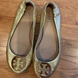 Tory Burch Metallic Gold Flats